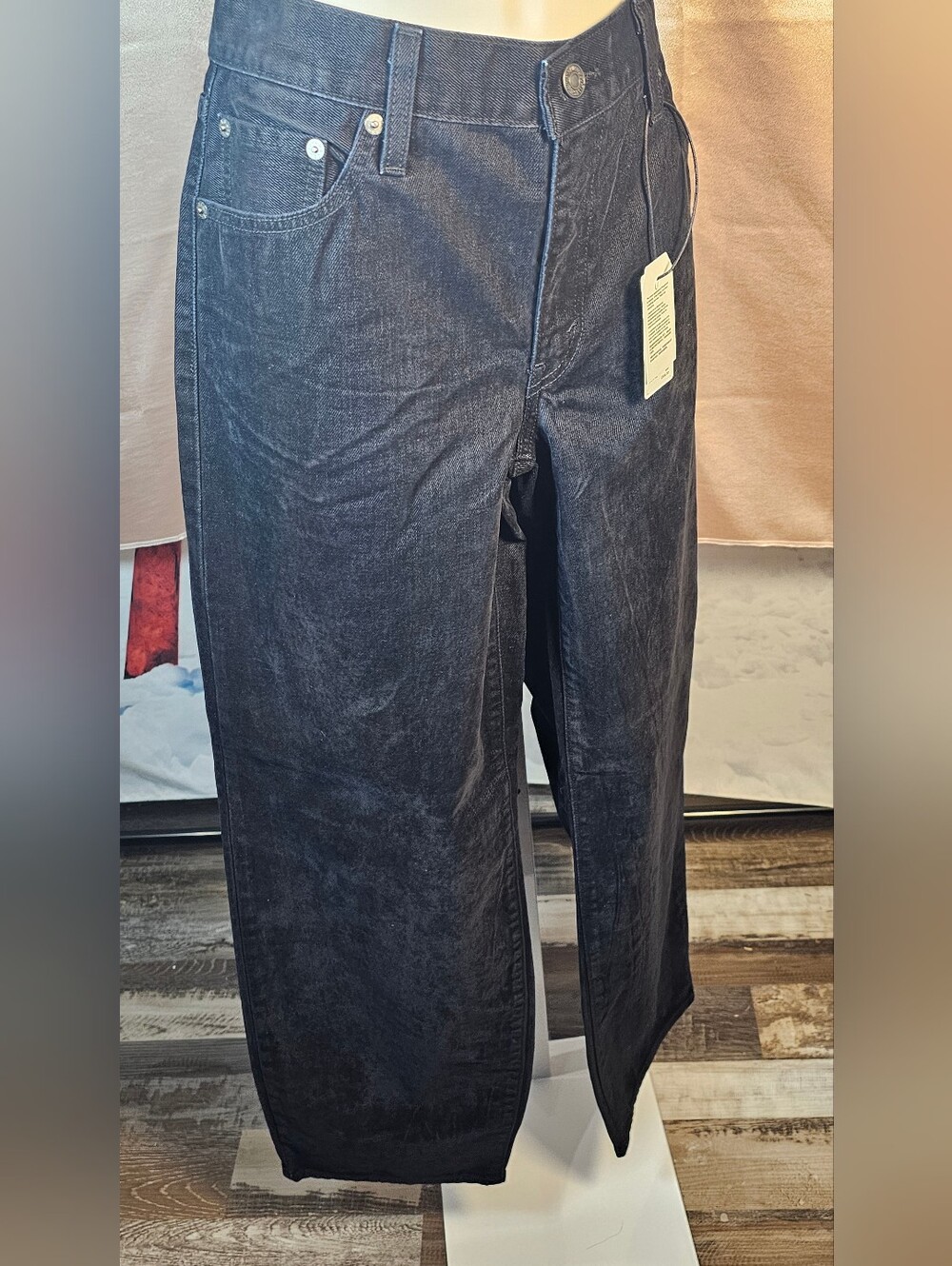 Levi’s Premium Baggy Dad Flocked Velvet Jeans Black 31x32 NWT
